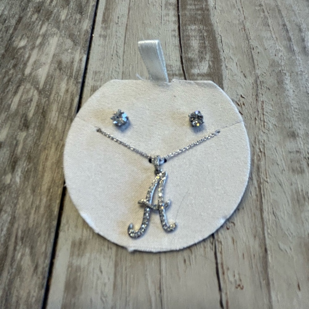 Kohl's Silver Initial Necklace and Earring Set